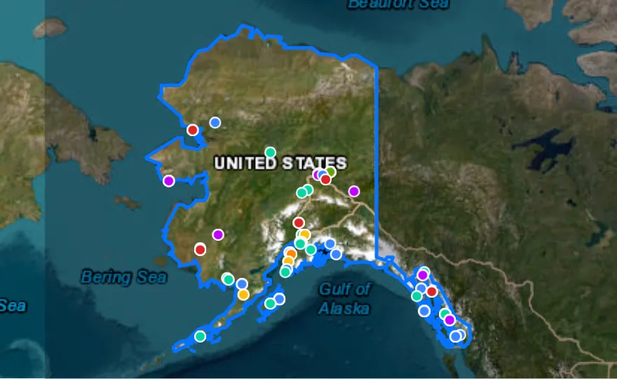 Map of Alaska with recent planned projects from public meetings