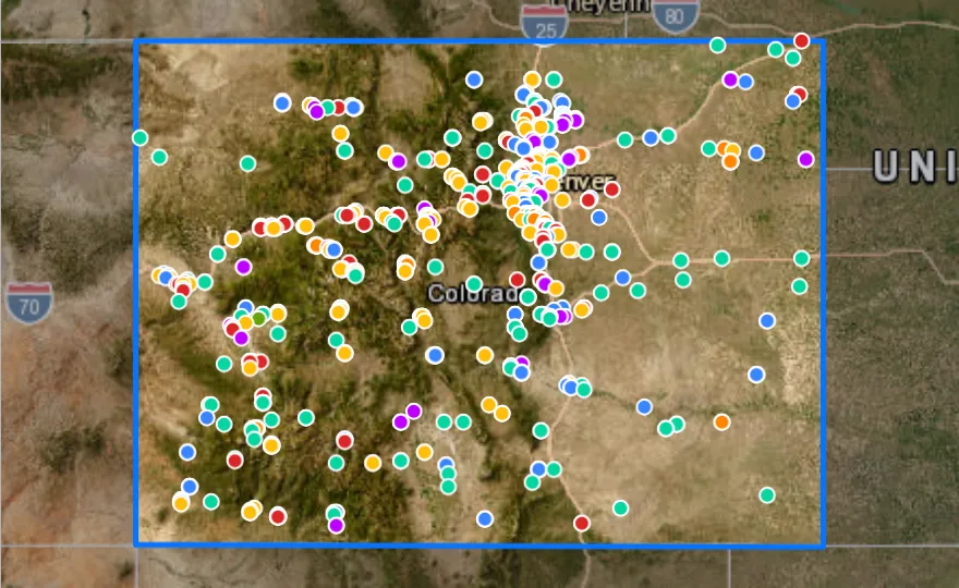 Map of Colorado with recent planned projects from public meetings