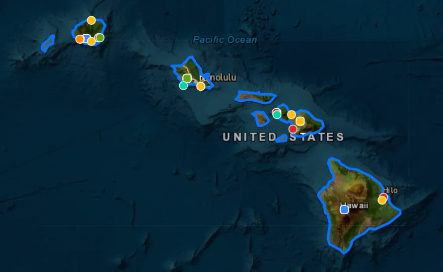 Map of Hawaii with recent planned projects from public meetings