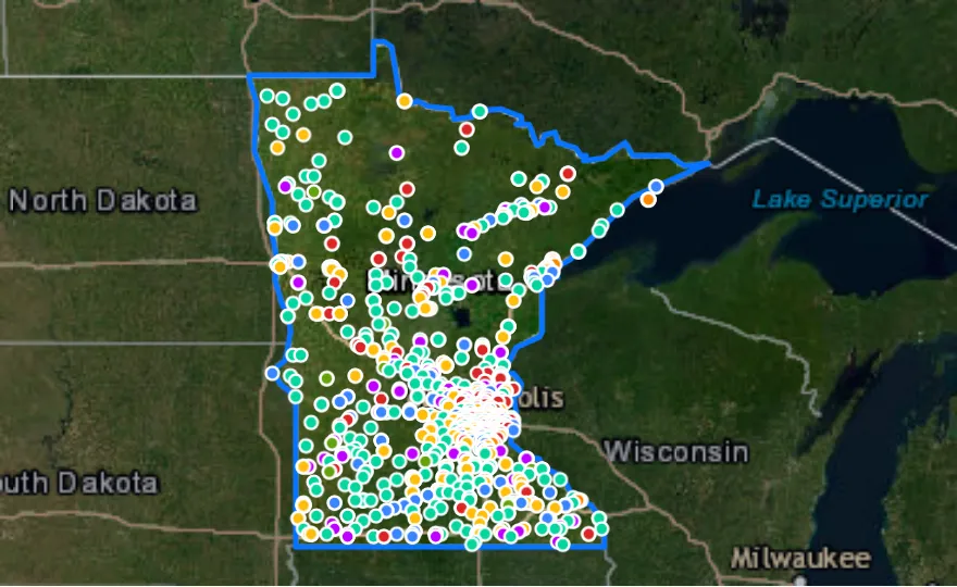 Map of Minnesota with recent planned projects from public meetings