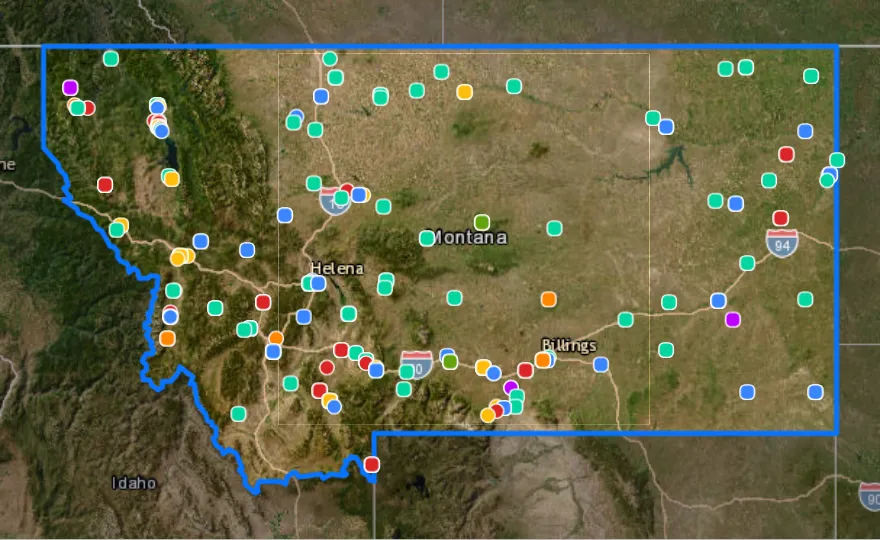 Map of Montana with recent planned projects from public meetings