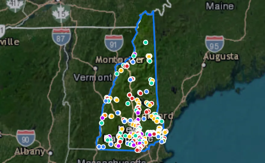 Map of New Hampshire with recent planned projects from public meetings