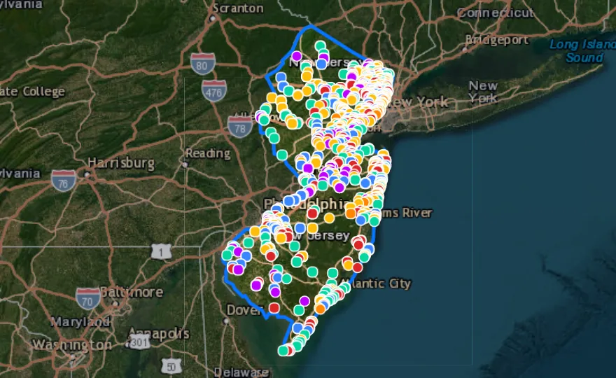Map of New Jersey with recent planned projects from public meetings