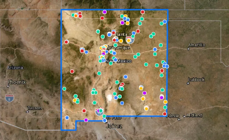 Map of New Mexico with recent planned projects from public meetings