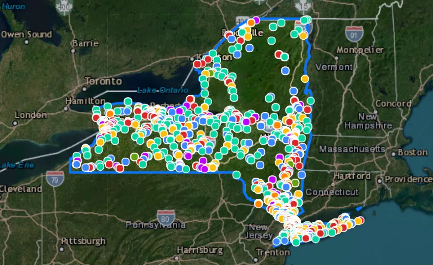 Map of New York with recent planned projects from public meetings