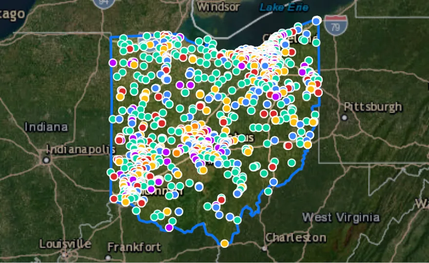 Map of Ohio with recent planned projects from public meetings