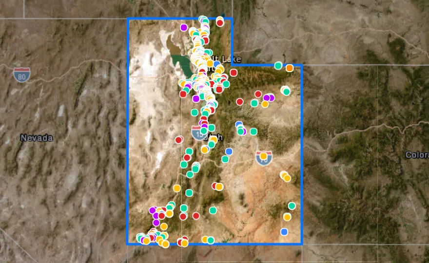 Map of Utah with recent planned projects from public meetings